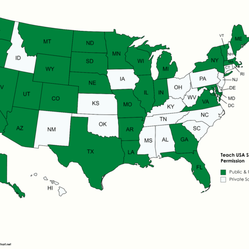Greenheart Exchange’s TEACH USA program – Allowed Placements Map